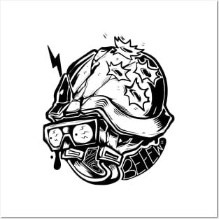 Dope soldier helmet inking illustration Posters and Art